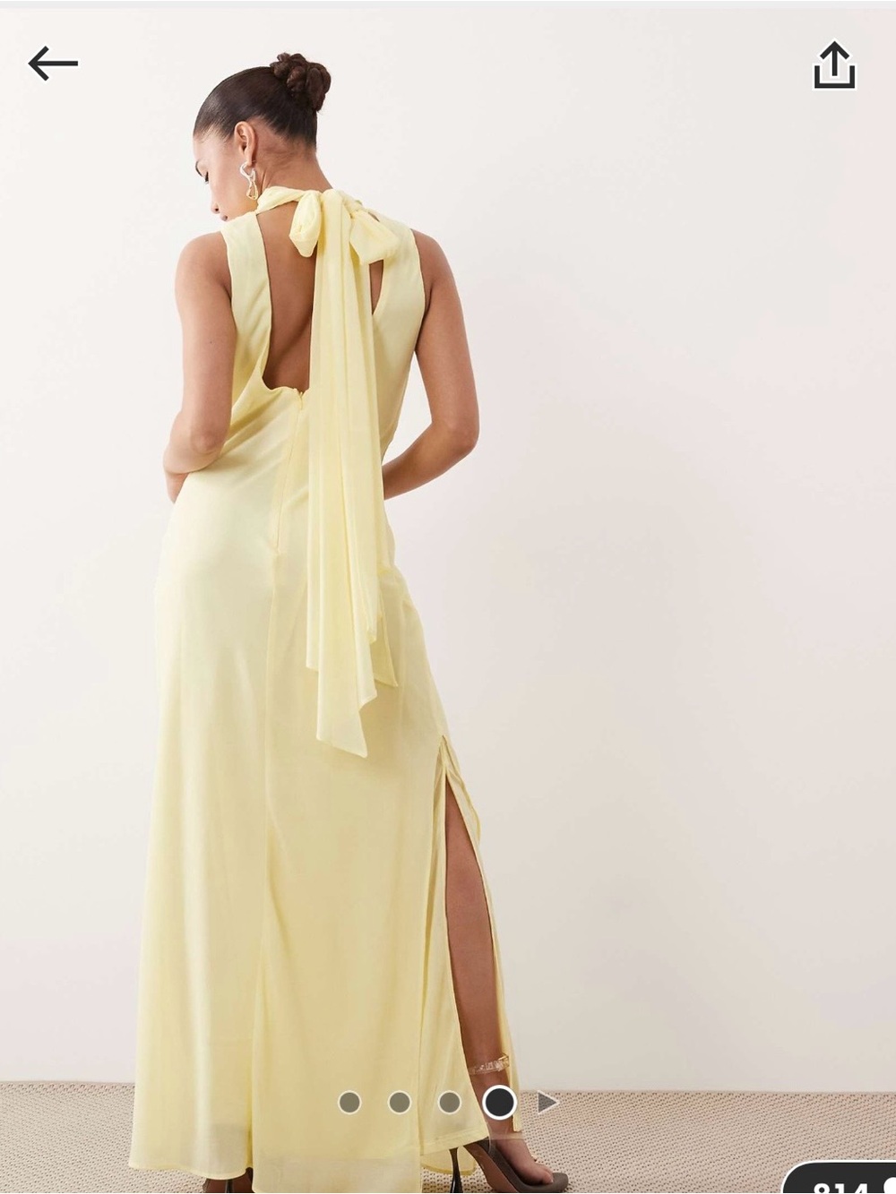 Elegant Yellow Cowl-Back Maxi Dress - Picture 4 of 4